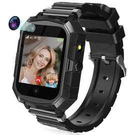 4G Children's Smart Watch for Boys Girls, Mingfuxin Waterproof Smartwatch Phone with GPS Tracker WiFi Video Call SOS Camera Watch for Kids 3-14 Birthday Christmas Gifts (Black)
