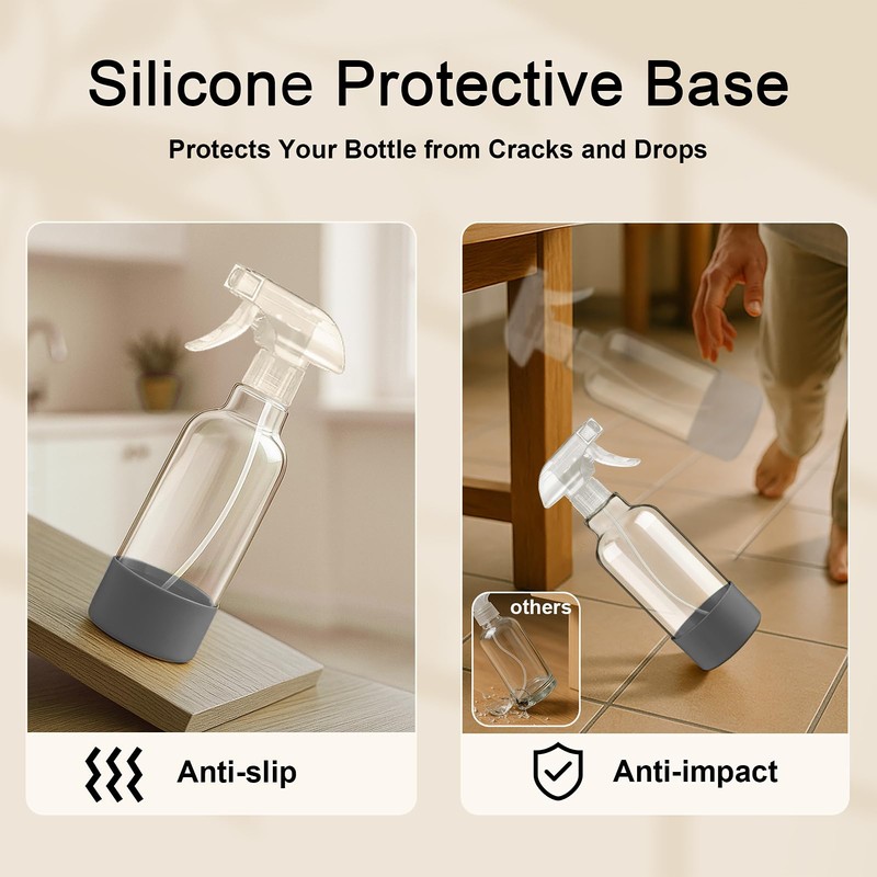 Hethyo Glass Spray Bottles with Silicone Sleeve 16.9oz 2 Pack