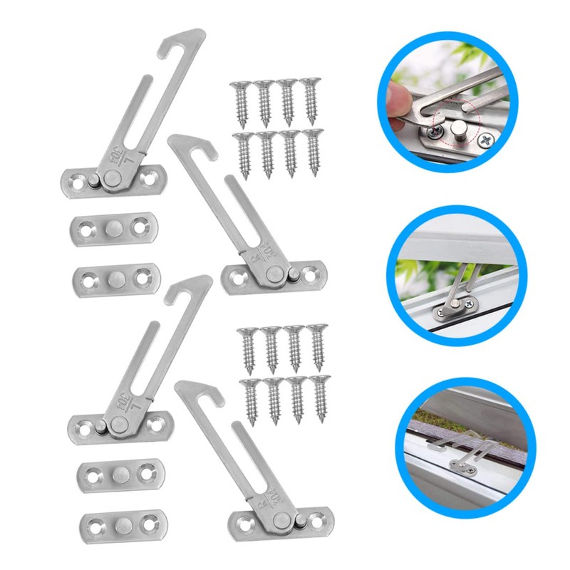 UKCOCO 2sets Window Security Lock Opening Angle Safety Restrictor for