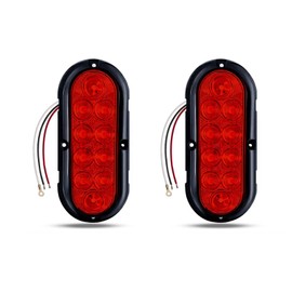 CZJCGD 6 Inch Oval Red LED Trailer Tail Brake Lights Kit 2PCS, 10 LED Stop Turn Tail Lights, IP67 Waterproof Surface Mount for RV Truck Boat, DOT Certified