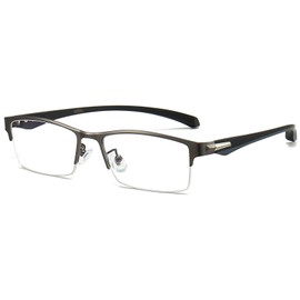 ANRRI Blue Light Glasses for Men Semi Rimless Rectangle Metal Frame UV Blocking Computer Glasses+1.50 Magnification
