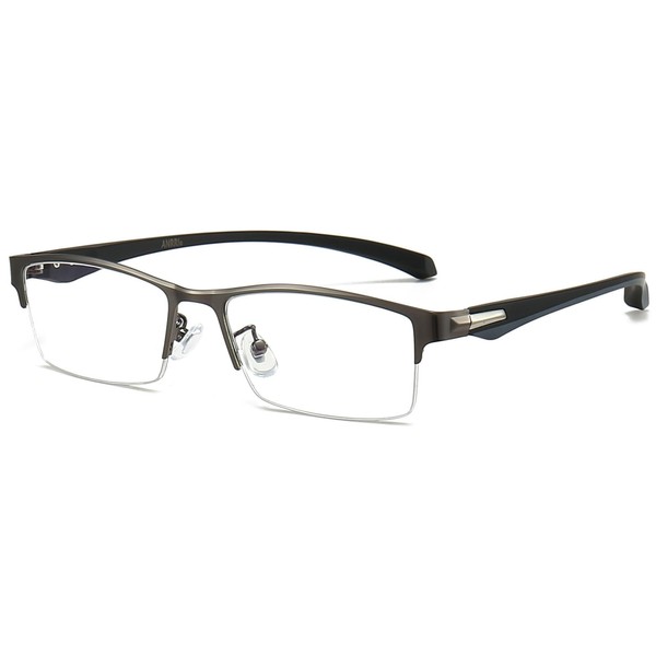 ANRRI Blue Light Glasses for Men Semi Rimless Rectangle Metal