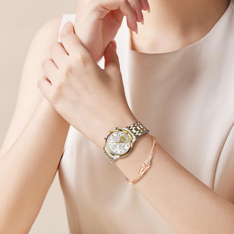 OLEVS Womens Watch Gifts Bracelet Set Rose Gold for Lady