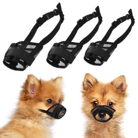 ElevateTech 3Pcs Dog Muzzle, Soft Mesh Muzzle For Small Medium Large Dogs Adjustable Strap Breathable Dog Mouth Guard Anti Biting Barking Chewing Suitable Pets Walking Camping 3 Sizes (Black S M L)