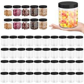 Dapuri 24 Pcs 16 oz Plastic Jars with Lids 16 oz Bulk Wide Mouth Plastic Container Mason Jars Airtight Storage for Spice Dried Fruit, Honey, Nuts, Kitchen Household