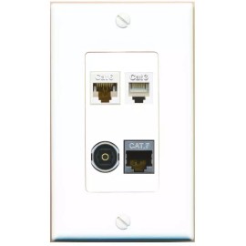 Wall Plate City [4 Ports] CAT6 CAT7 PHONE TOSLINK Wall Plate DecorZ White
