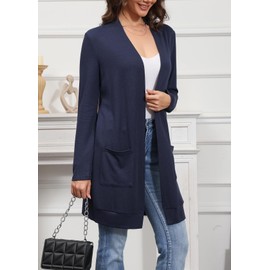 Women's Everyday Open Cardigan - Lightweight Soft Long Sleeve Sweater with Pockets, Comfy Loose Fit Long