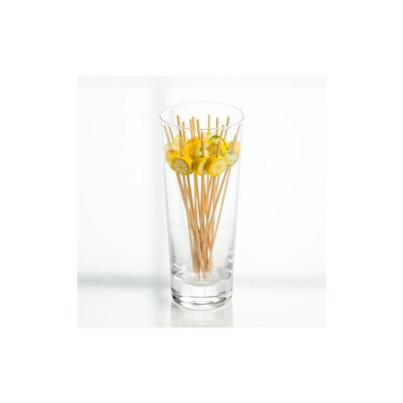 Abbott Collection Lemons Cocktail Picks. 100 Pieces - Bamboo/Wood, Natural/Yellow