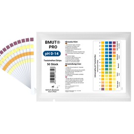 50 x pH value 0-14 test strips, universal indicator, large measuring range, water, pool, pond