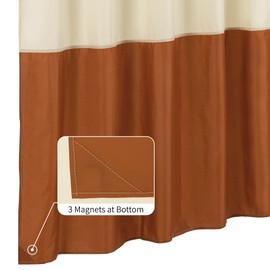 ALYVIA SPRING Waterproof Fabric Bath Liner Shower Curtain - Soft & Light-Weight Cloth Shower Liner, 3 Bottom Magnets, Hotel Quality & Machine Washable - Standard Size 72x72, Cream and Orange