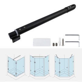 Tsnamay 11.81" to 19.68" Shower Door Glass Support Bar,201 Stainless Steel Wall-to-Glass Support Arm for Fixed Frameless Shower 8-12mm Glass Panel,Black