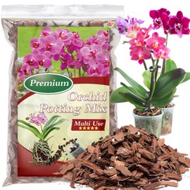 Orchid Bark Potting Mix,Premium Orchid Potting Mixture of Pine Bark and Perlite,Good Ventilation and Water Retention for Repotting Orchids and Growing Indoor Plants,1QT
