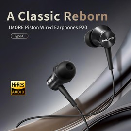 1MORE P20 Wired In-Ear Headphones, USB C Type-C Earbuds, Hi-Res Audio, Noise Cancelling, Microphone and Volume Control.