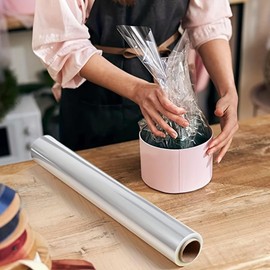 Transparent Gift Wrap - Cellophane Wrapping Paper Roll 2.3 Mil Food Paper Foil Roll for Wrapping Gift Baskets Lumen Film and Flowers Gift Baskets Wrap (40 cm x 15 m)