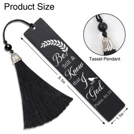 DYJYBMY Be Still and Know That I am God Black Engraved Metal Bookmark, Funny Stainless Steel Bookmark for Book Lover, Psalm 46:10 Bible Verses Gifts, Christian Gifts for Librarian Teacher Book Club