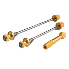 PLATT Bicycle Quick Release Front and Rear Wheel Quick Release Set, Quick Release Axles for Road Bike/Mountain Bike (Gold/1 Pair)