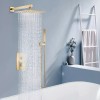 BWE Brushed Gold Shower Faucet System 12" Rain Combo Head