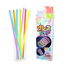 FUSHI&MON Chemical Light Pen Light, Set of 100, Disposable (Packaged in 9 Individual Colors) with Connecting Joints, For Halloween, Weddings, Summer Festivals, Events, Lives, Concerts, Sports