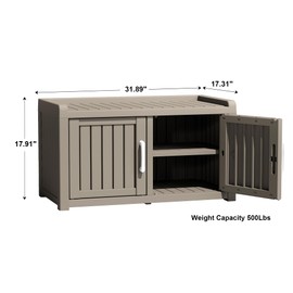 Rovibek Indoor Outdoor Shoe Storage Cabinet for Entryway - Outdoor Shoe Storage Bench Weatherproof with 3 Barn Doors, Waterproof Cabinet for Outside, Porch, Patio, Foyer, Hallway, Grey