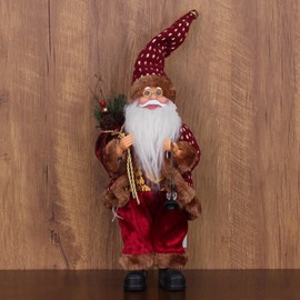 Christmas Standing Santa Claus Doll 11.8 Inch Standing Santa Claus Figurine Christmas Party Santa Standing Figure Doll Ornaments Home Indoor Table Window Novelty Christmas Decoration for Holiday Party