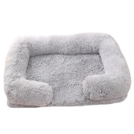 FurryNap Orthopedic Dog Bed Cat Bed, Supportive Foam Pet Couch Bed with Removable Washable Cover, Waterproof Lining and Nonskid Bottom (Light Grey, 32inches)