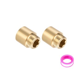 Awclub Shower Head Extension Arm, Brass G1/2 Male to Female Thread 30mm/1.18" Length Extender Pipe Fitting Nipple for Showers, Faucets, and Plumbing with PTFE Thread Seal Tape 2 Pack