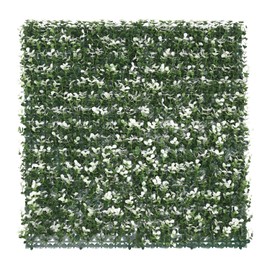 ECOOPTS 20" x 20" Artificial White Buxus Leaf Fence Greenery Panel Privacy Fence Ivy Screen Decoration for Home Backyard Patio Indoor Outdoor (23 Pieces)
