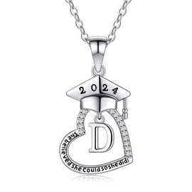 Graduation Gifts for Her 2024, Seniors High School Class Graduation Gifts for Best Friends Congrats Grad College Graduation Present Jewelry, Initial Letter D Heart Necklace for Women