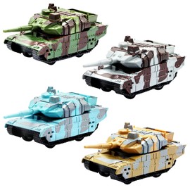 Wieat Plastic Tank Toys for for Boys 3 4 5 6 Years Old, 4 Pcs Alloy Toy Vehicles Models Car Toys, Friction Powered Pull Back Car, Vehicle Play Set Gifts for Age 3-9 Kids Child Boys Girls Birthday