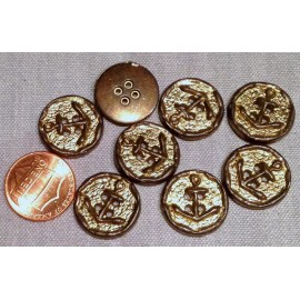 Unbranded 8 Bronze Tone Brassy Paint Metal Anchor Nautical Buttons 11/16" 18mm # 7448