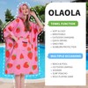 OLAOLA Strawberry Surf Poncho Changing Towel, Swim Robe Poncho with