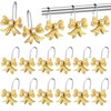 CroBlissful 12 Pcs Golden Bow Knot Shower Curtain Hooks Decorative