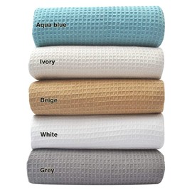 Tex Trend 100% Cotton Waffle Weave Blanket Queen Size for Bed, Lightweight Cotton Blanket - 90"x90" Soft Woven and Breathable Home Decor Blanket for Sofa, Bed, Chair - Light Grey