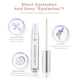 Eyelash Serum, Nutrient Formula Lash Serum Growths Fuller & Longer Looking, Clear Eyebrow Growth Serums With Mascara Tube Natural Formula Vegan & Cruelty-Free