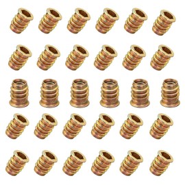 YiYFiT 30Pcs M8x17mm Furniture Threaded Insert Nuts,Carbon Steel Zinc Plated Threaded Bolt Fastener Interface Hex Socket Drive Threaded Insert Nuts for Wood Furniture