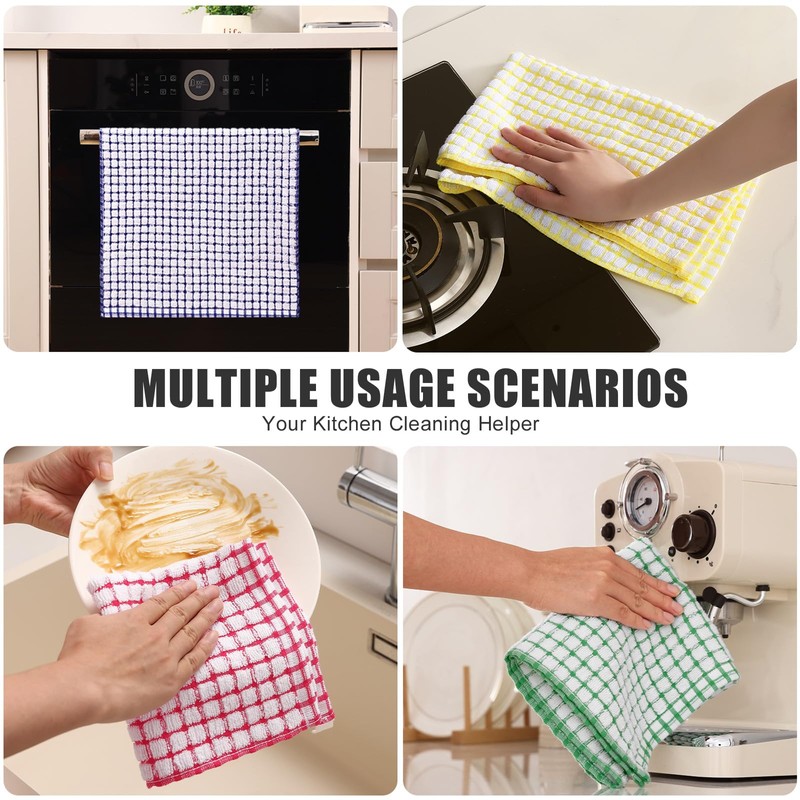 Mordimy Cotton 6 Pack Terry Kitchen Towels, Super Soft and