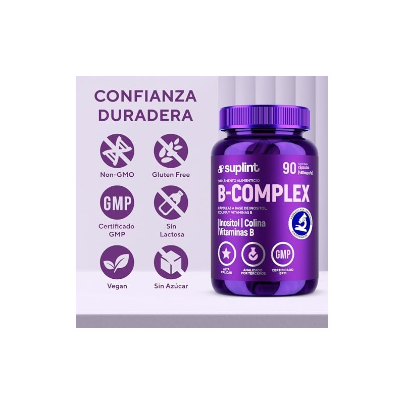 Complejo Vegano Inositol Colina Vitaminas B12 Suplemento Energía Nervios Piel