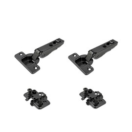 Premio, (DTC), 110°, Soft Close Hinge, Full Overlay, Euro Screw Adjustable Plate, 2 Pack (Titanium Black)