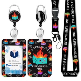Dumpster Fire Badge Holder with Retractable Reel and Breakaway Lanyard,Badge Clips Retractable Heavy Duty Badge Reel,Keychain,ID Holder with Breakaway Lanyard for School Nurse Office Teen