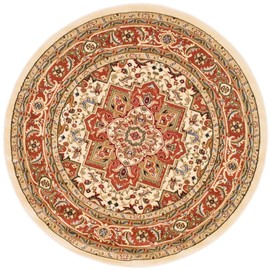 Safavieh Lyndhurst Collection LNH330R Traditional Oriental Area Rug, 3'3" x 3'3" Round, Ivory / Rust