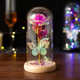 Yighaw Mothers Day Flowers Gifts for Mom,Colorful Rose Red Up Rose in A Dome,Valentines Gifts for Her,Birthday Gifts for Women,Graduation Gifts,Wife,Girl,Grandma,Anniversary Wedding Gifts