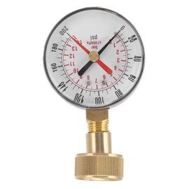 Water Pressure Gauge, 3/4 Inch Female Hose Thread Pressure Gauge Aluminum Alloy Water Pressure Tester 0 to 200PSI Water Flow Rate Meter Measurer
