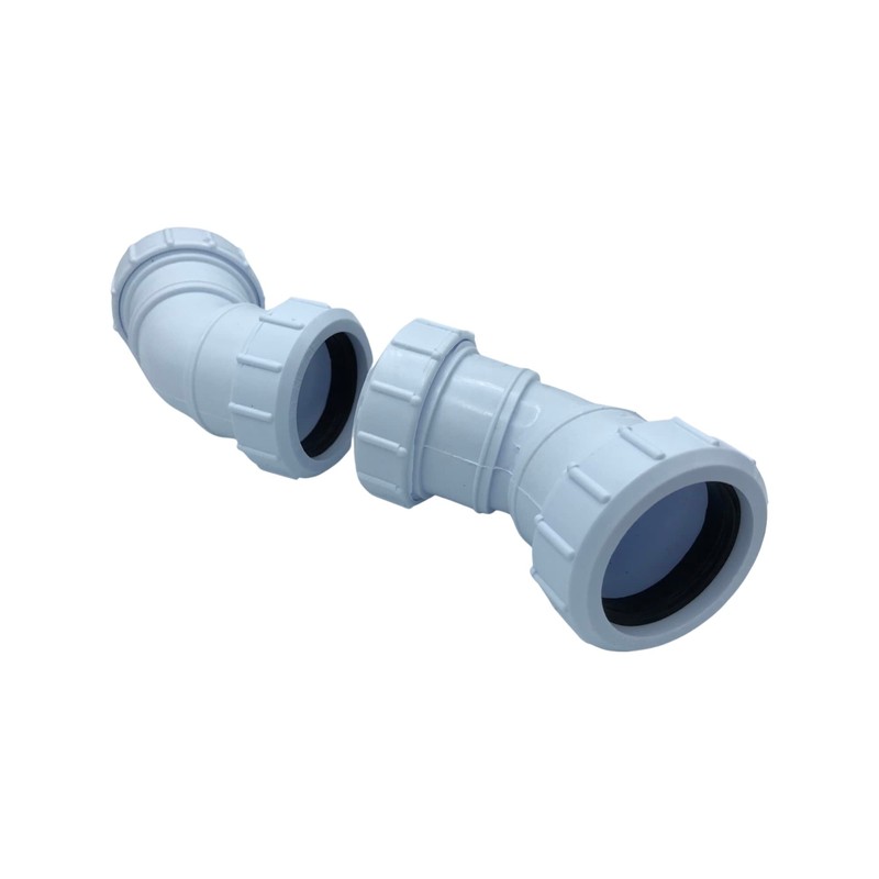Compression 40mm Waste Pipe 45 Degree Bend - Pack of