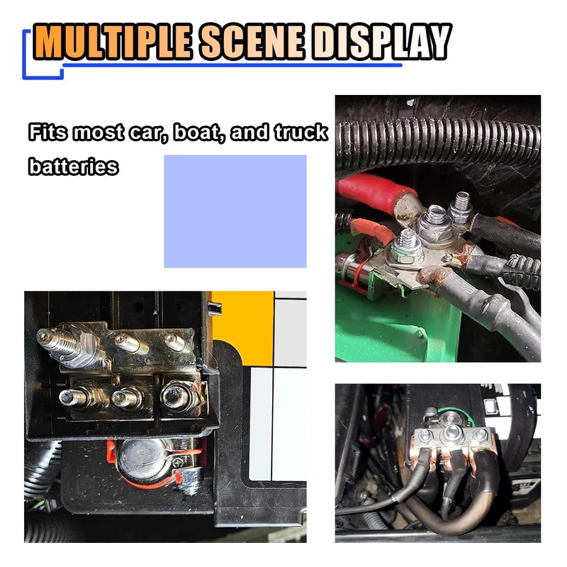 2PCS Battery Terminal Connectors with 3 Way -12V Automotive Top