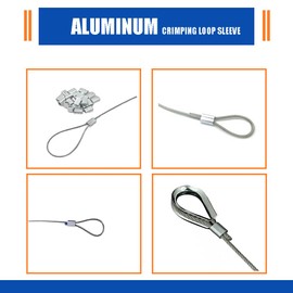 Growglow 1/16 Inch (1.5mm) Aluminum Crimping Loop Sleeve 150pcs Ferrule Crimping Tool Wire Rope Crimping Tool Aluminum Wire Rope Sleeve Cable Crimps Rope Crimping Cable Ferrule