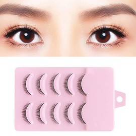 False Eyelashes 8mm Short Fake Mink Lashes Enlarge Eyes Natural Perfect Eye Lashes Fake Lashes, Fitting Artificial Fiber Extensions Women's Make Up Tools 5Pcs
