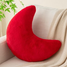 Znhinery Moon Pillow, Decorative Throw Pillows with Soft Faux Rabbit for Bed Couch, Moon Shaped Pillows Plush Floor Cushions Room Decor Pillow for Sofa Bedroom Living Room