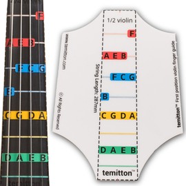 Non-Adhesive Violin Finger Guide for Adult/Kids Beginner, Static Cling Sheet, Fingerboard Stickers, Notes practice tape (Type B_Note Names, 1/2 size)
