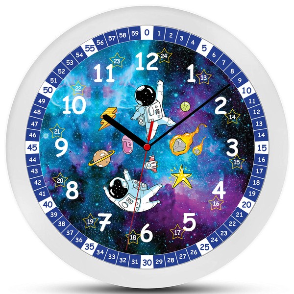 K&L Wall Art Silent Astronaut Wall Clock Silent Children's Learning