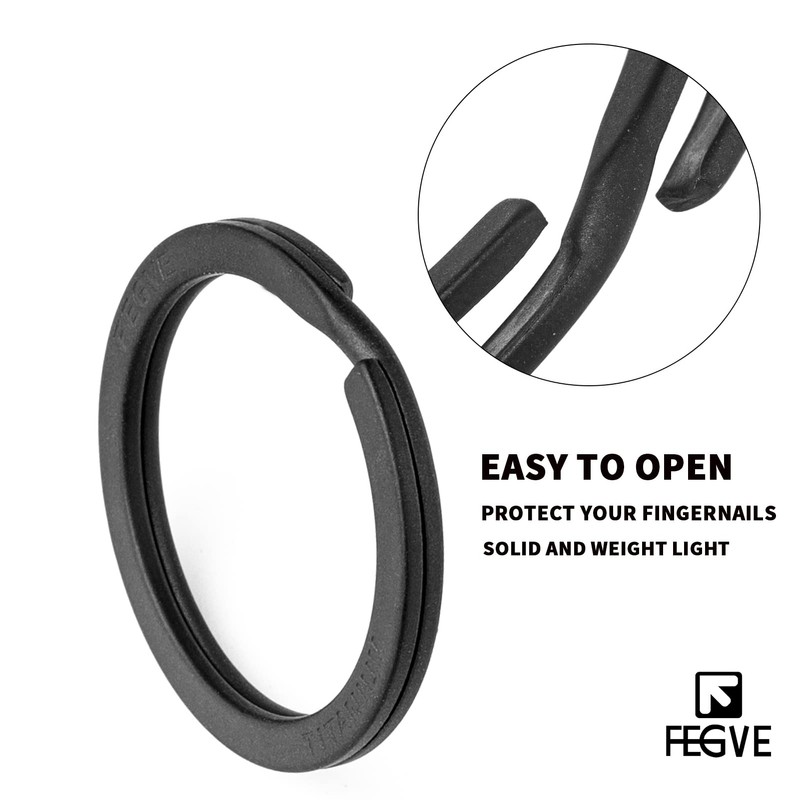FEGVE Titanium Key Chain Rings Split Rings 4 Pack –